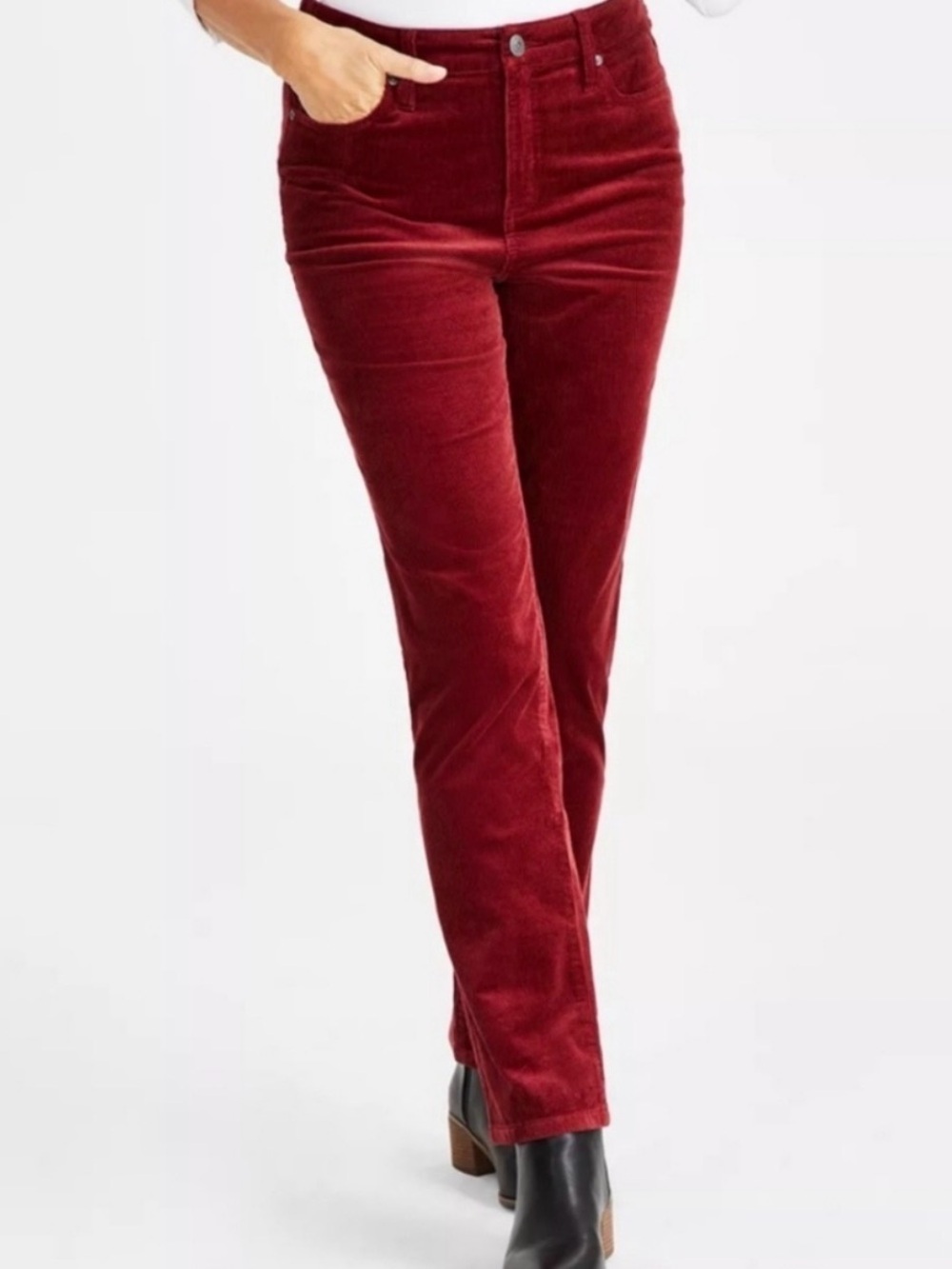 Talbots Trousers Maroon Velveteen Boot Cut Pants Size 6L